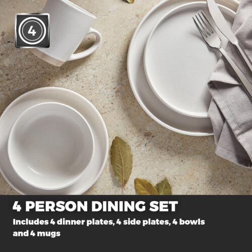 Tower Tower BO867007WHT Avena 16 Piece Dinnerware Set Linen, White 2