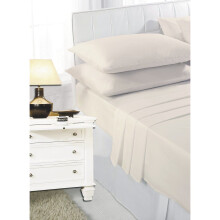 (Cream , Double ) Sheet Set Fitted & Flat sheet with Pillowcase Size