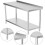 Living And Home Stainless Steel Working Table with Back Panel 60x60x80cm 2