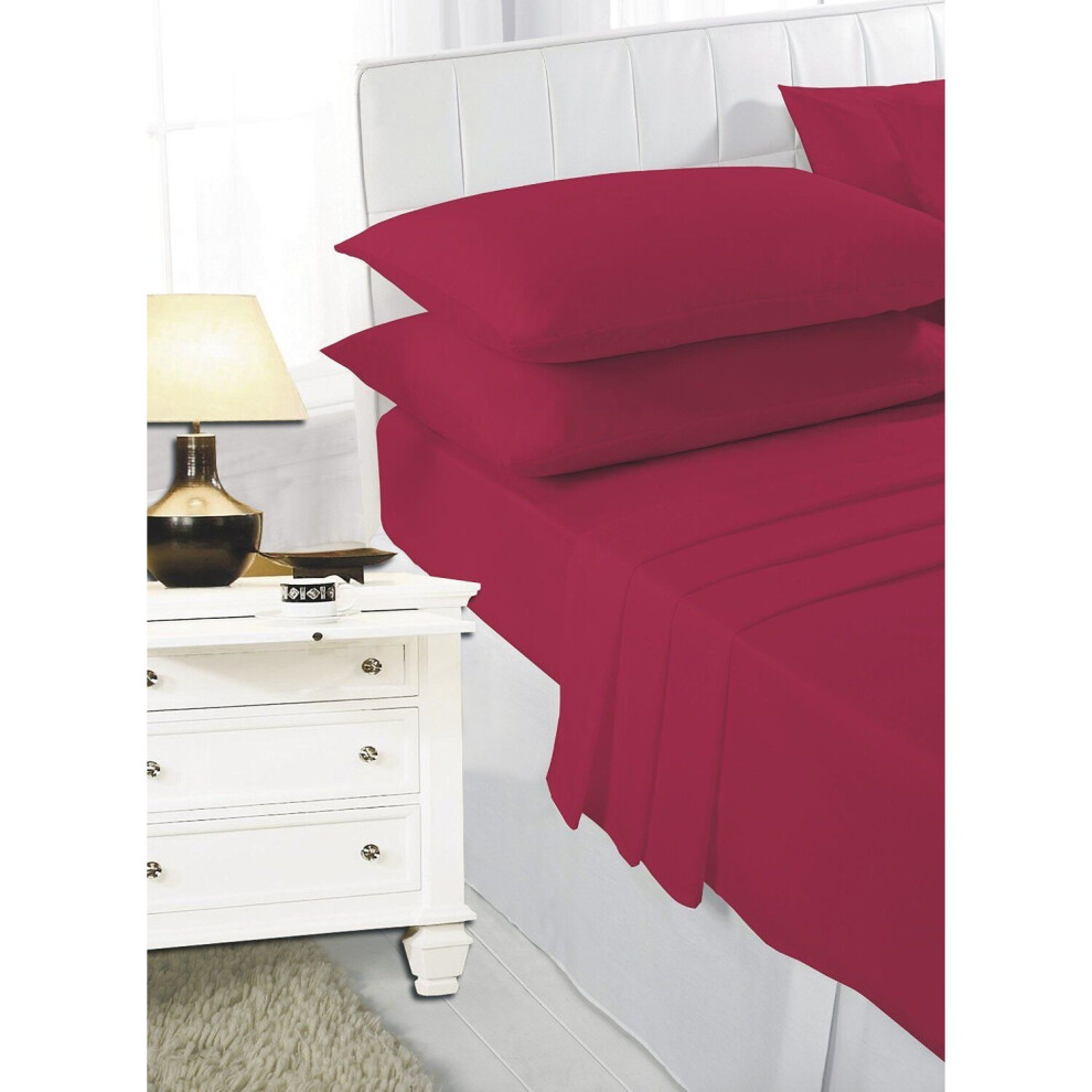 (Red, King ) Sheet Set Fitted & Flat sheet with Pillowcase Size-image-OPC-P7KGZSY-NEW