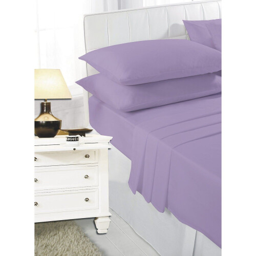 (Lilac , Double ) Sheet Set Fitted & Flat sheet with Pillowcase Size