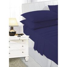 (Navy, Double ) Sheet Set Fitted & Flat sheet with Pillowcase Size
