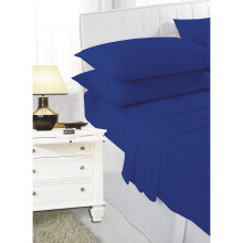 (Royal Blue, Double ) Sheet Set Fitted & Flat sheet with Pillowcase Size