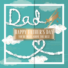 Dad Miles Above Happy Father's Day Greeting Card Embellished Hand-Finished Cards