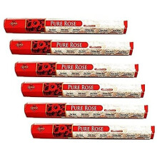 (Pack of 6) Rishta Rose Agarbatti 20stk ,Premium Indian Aroma Incense Stick ,Sweet & Floral Fragrance ,Creates calming atmosphere .