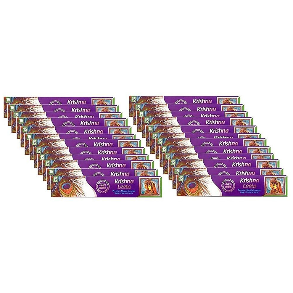 (Pack of 24) Heera Krishna Leela Agarbatti 15stk Premium Indian Aroma Incense Stick for Pooja, Yoga, Aromatherapy, Room Freshener, Meditation .-image-OPC-P7KMGWV-NEW