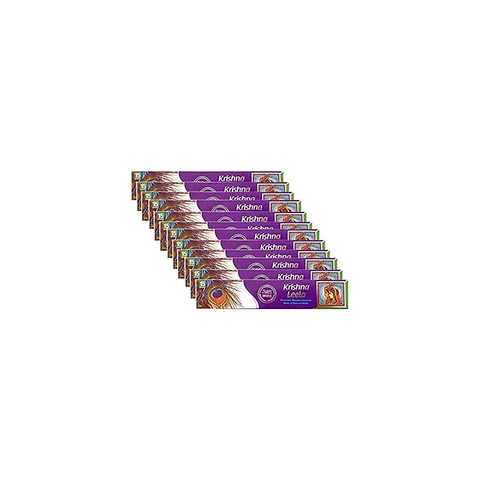 (Pack of 12) Heera Krishna Leela Agarbatti 15stk Premium Indian Aroma Incense Stick for Pooja, Yoga, Aromatherapy, Room Freshener, Meditation .-image-OPC-P7KMGWT-NEW