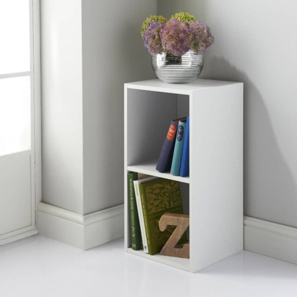 Lokken 2 Cube Shelving Unit Plenty of Space To Store Books, Magazines, Ornaments and Picture Frames - White