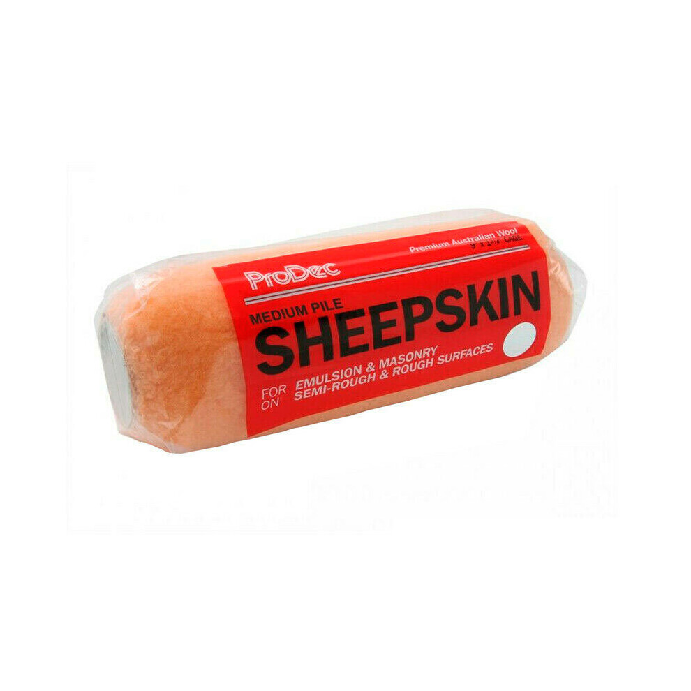 Prodec 9" X 1.75" Medium Pile Merino Wool Sheepskin Cage Sleeve Roller Emulsion 5019200111268