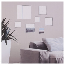 (Square) 7Pc Decorative Stick On Wall Glass Mirror Set