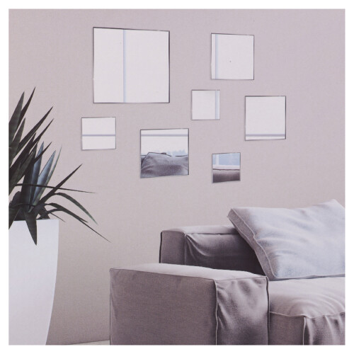 URBN Living (Square) 7Pc Decorative Stick On Wall Glass Mirror Set