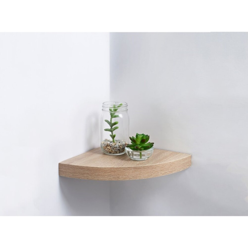 Lokken Corner Shelf Ideal For Holding Picture Frames and Ornaments - Oak