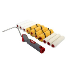 PRODEC 10 Piece 4" Inch 100mm Foam, Pile & Acrylic Mini Paint Rollers & Frame
