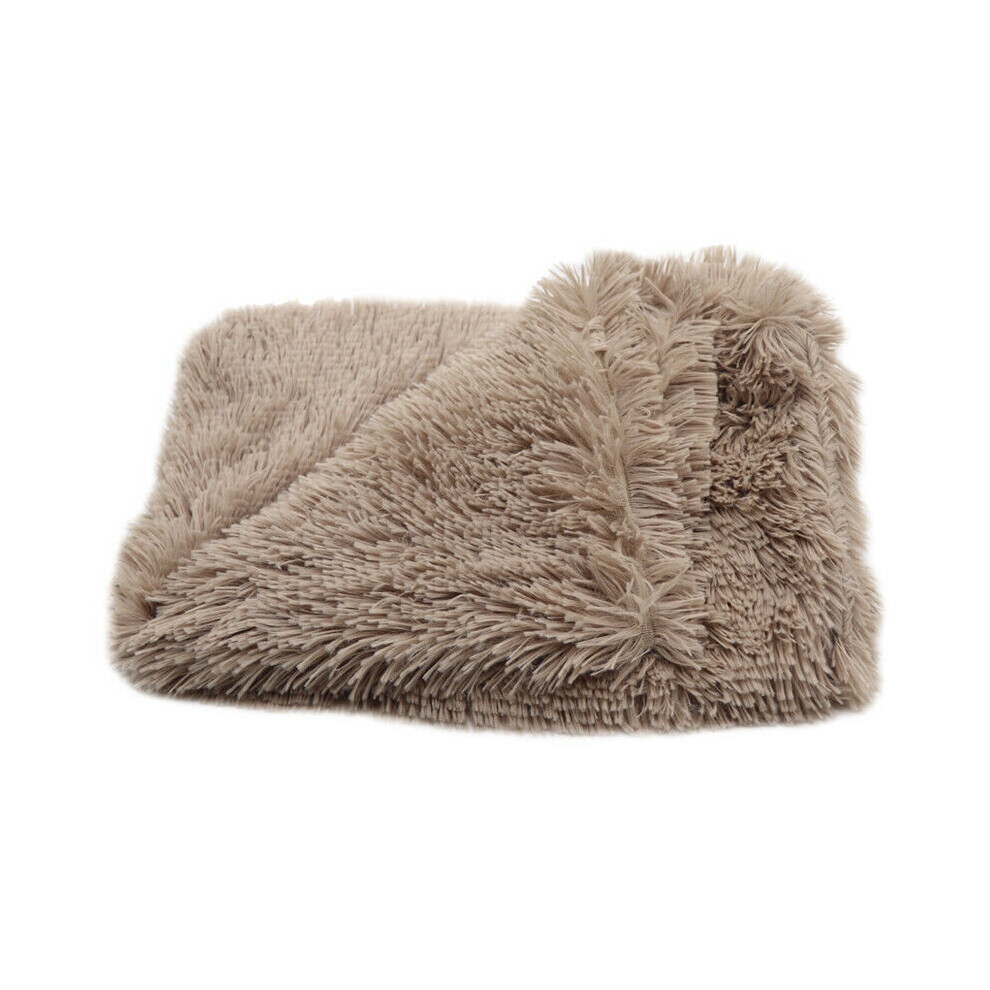 (Brown, S) Puppy Blanket Pet Soft Fluffy Mattress Dog Cat Warmer Bed Sleeping Mats Kennel
