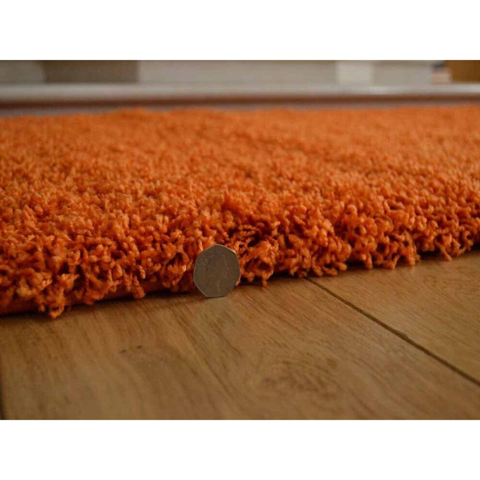 Shaggy Orange Thick Luxurious Soft 5cm Dense Pile Rug - 160cm x 220cm