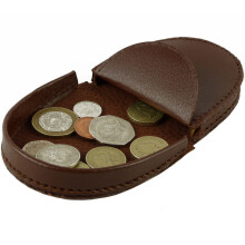 (Mid Brown) Handy Mens Gents Leather Coin Tray Change Holder Wallet Purse in 3 Colours