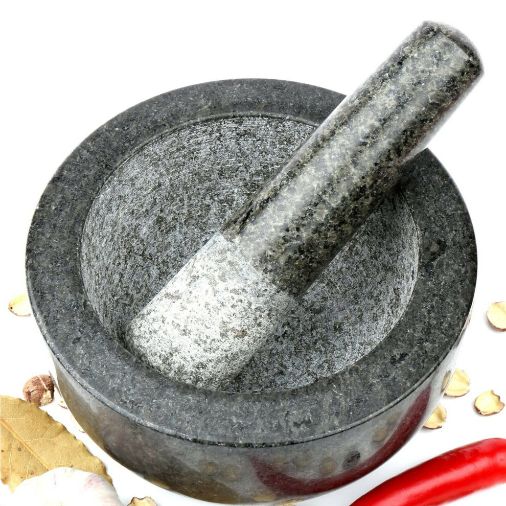 Pestle and Mortar Set Durable Natural Granite Stone Spice Herb Crusher