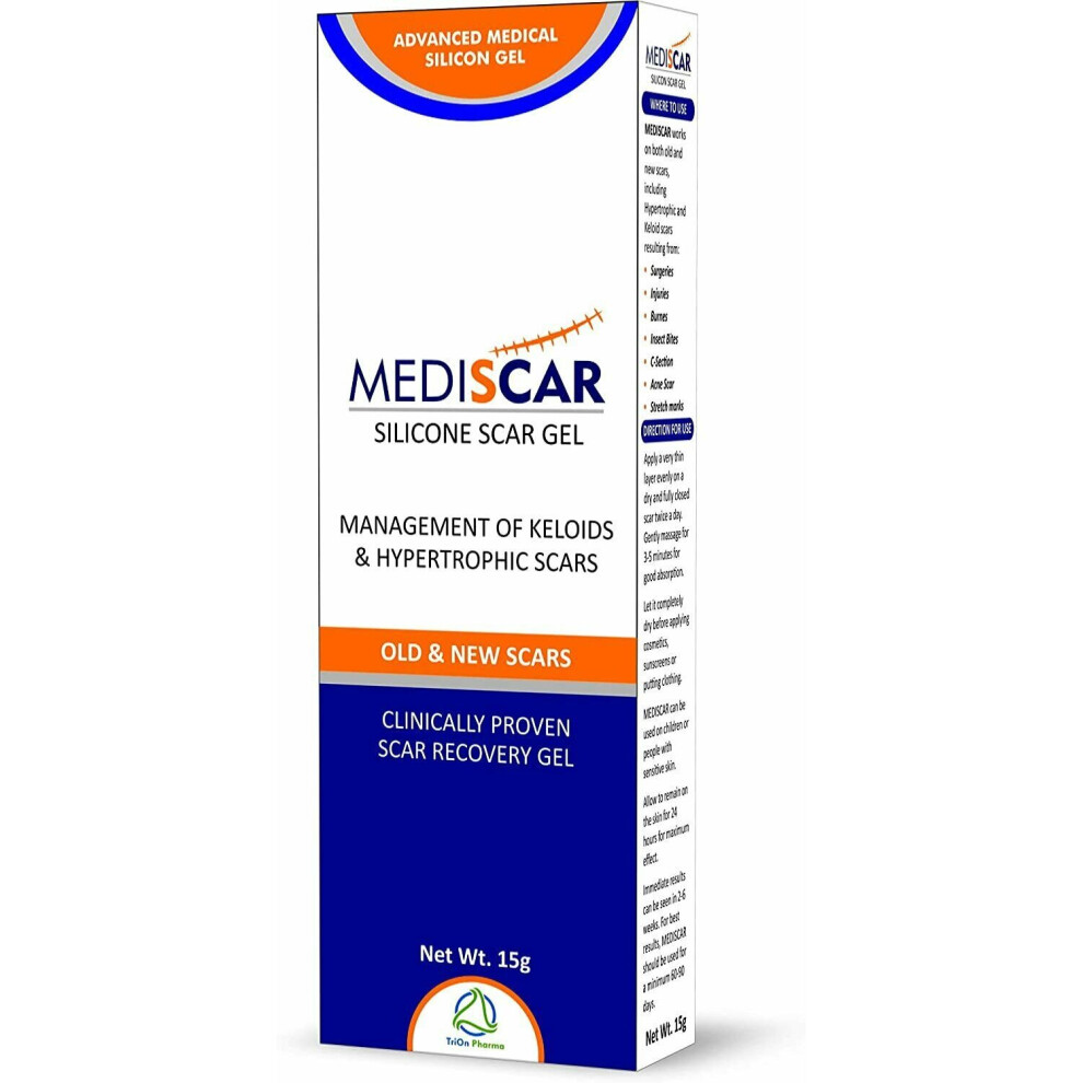 Mediscar Silicone Gel For Scar Treatment (Acne, Wound, Burn, Spots Marks) 15G