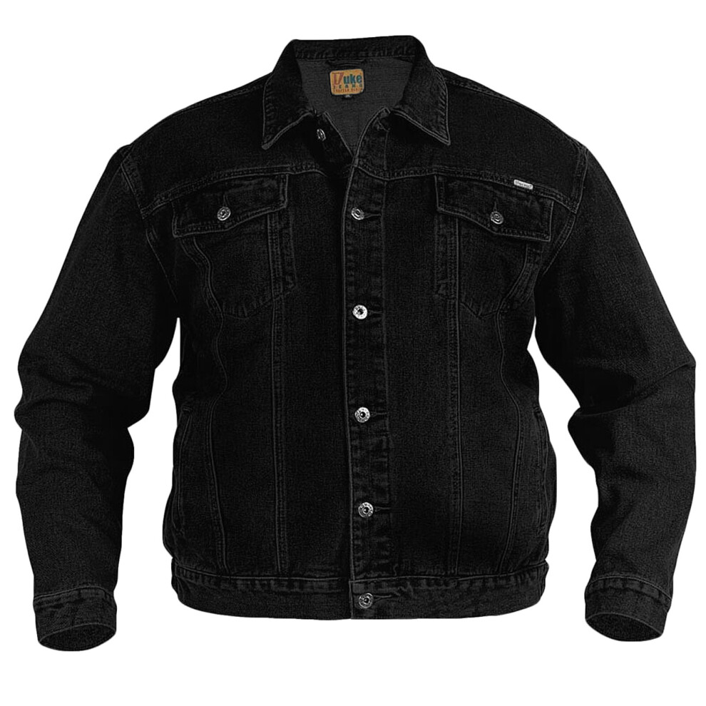 (8XL, Black) Duke D555 London Western Style Trucker Big Tall Plus King Size Denim Jacket