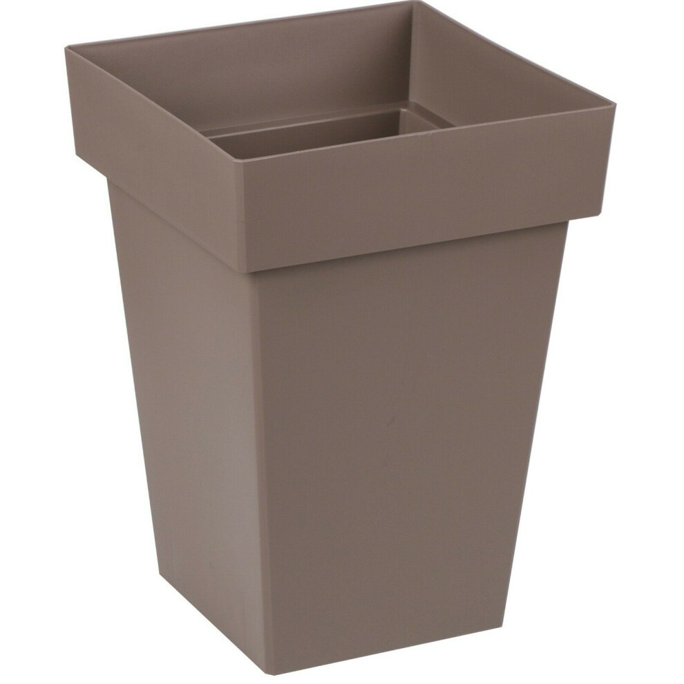 (Taupe) Large Square Plant Pots 23 Litre 40cm Tall Flower Pot Planters Green Mocha Grey-image-OPC-P7KPNKX-NEW