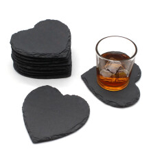 (4pcs) Slate Heart Coasters Tea Coffee Table Mat 11cm