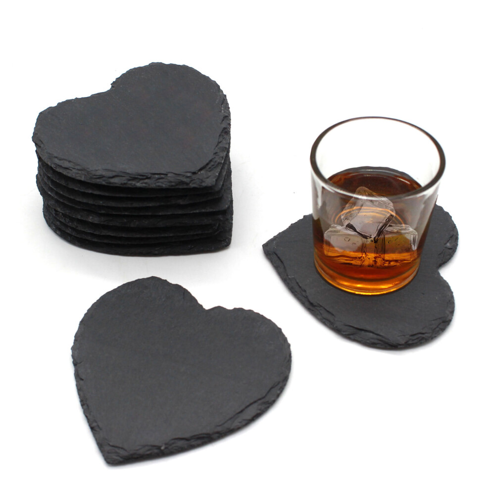 (4pcs) Slate Heart Coasters Tea Coffee Table Mat 11cm