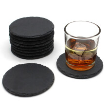 (8pcs) 10cm Round Circle Slate Coasters Craft Engraving