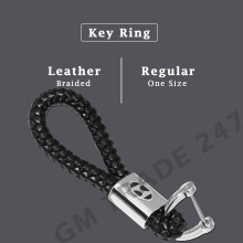 HYUNDAI BRAIDED BLACK PU LEATHER METAL KEYRING KEYCHAIN CAR KEYS