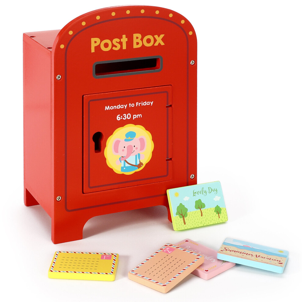 SOKA Wooden Post Box Elephant Stamps and Mail Creative Pretend Play