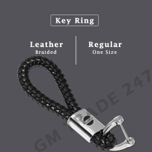 NISSAN BRAIDED BLACK PU LEATHER METAL KEYRING KEYCHAIN KEY FOB CAR KEYS