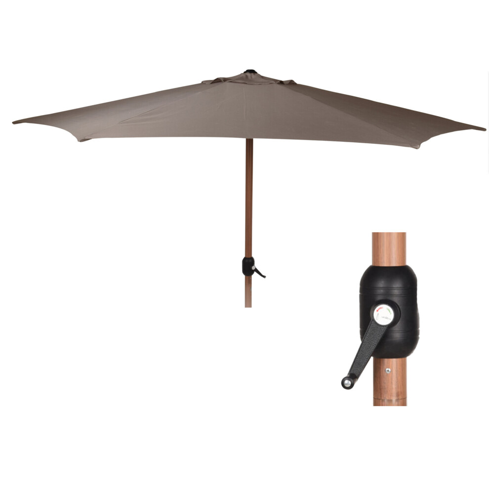 (Taupe (Wood Look)) 3m Shanghai Oriental Garden Wood Look Pole Umbrella Sun Shade Parasol