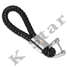 VAUXHALL BRAIDED BLACK PU LEATHER METAL KEYRING KEYCHAIN KEY FOB CAR KEYS