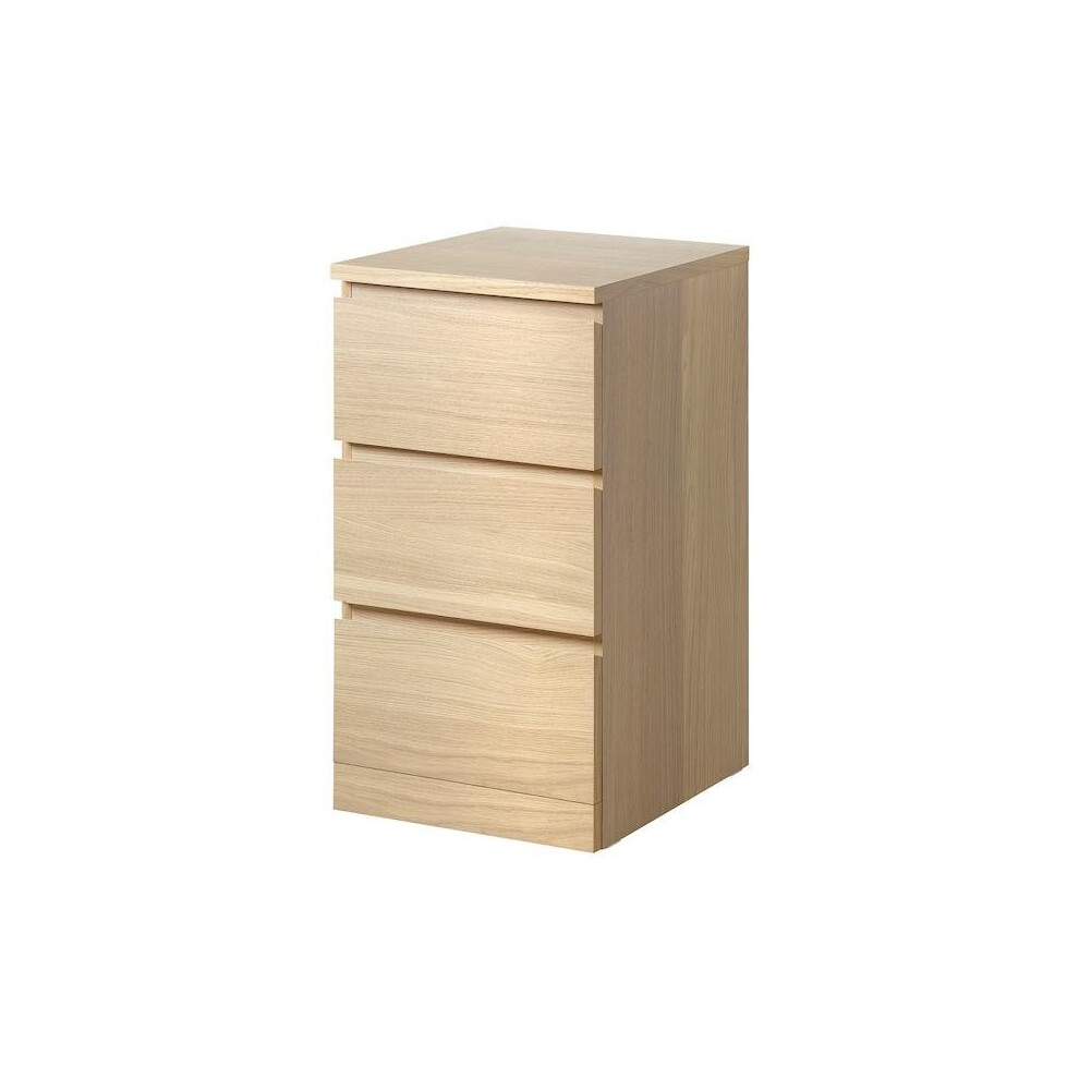 Ikea MALM Chest of 3 drawers, white stained oak veneer 40x78 cm