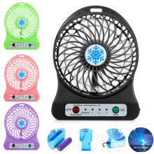 (Black) Portable Mini Fan LED Air Cooler USB Rechargeable Fan *3 Speed