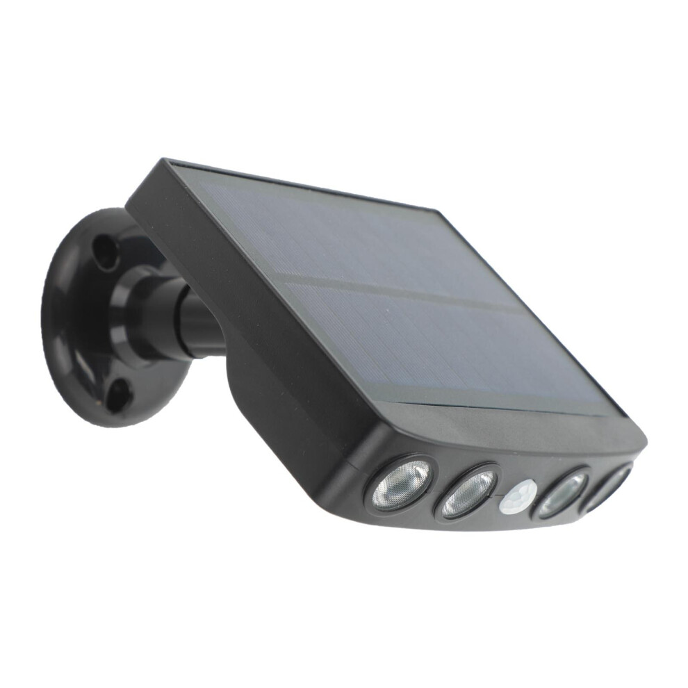 (Black) LED Solar Powered Security Light with PIR Motion Sensor Wall Lamp