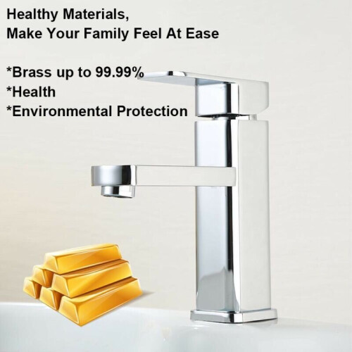 Square Basin Mixer Tap Faucet Chrome Brass Single Handle 2