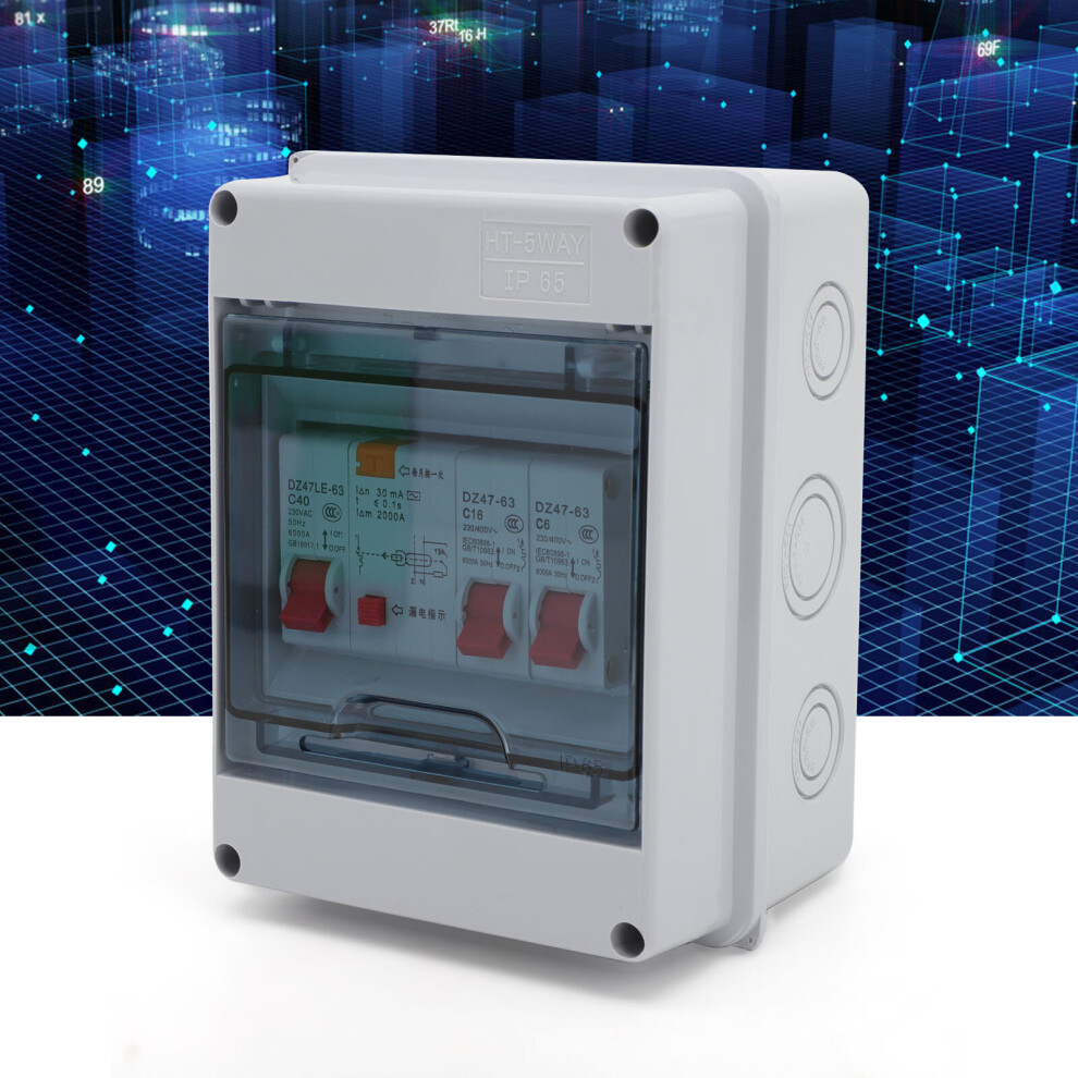 2 Way Garage Weatherproof Enclosure 40A 30mA RCD MCB Fuse Box