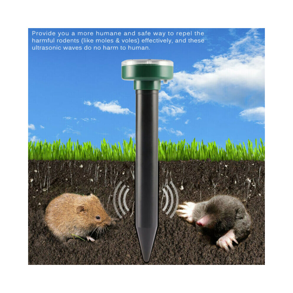 Outdoor Solar Powered Ground Rodent Mole Pest Mice Mouse Rat Ultrasonic Repeller