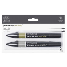 Winsor & Newton Promarker Metallic Marker Set of 2 (Gold & Silver)
