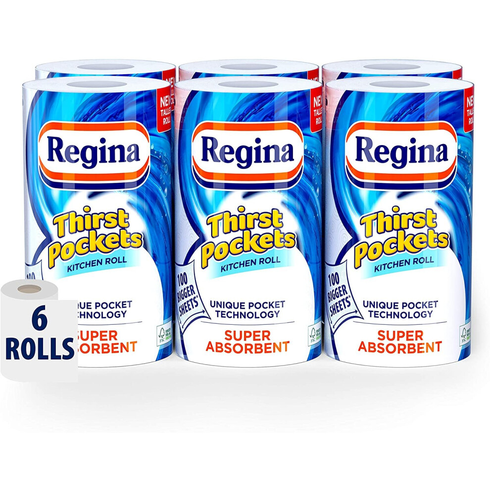 Regina Thirst Pockets Kitchen Roll, 6 Rolls