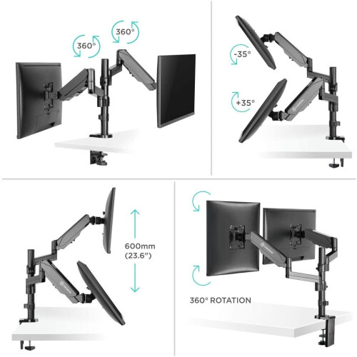 ONKRON Dual Monitor Desk Mount for 13 to 32Inch up to 8 kg G140 Black