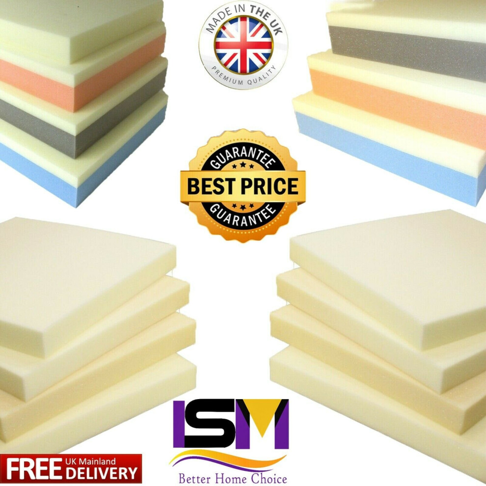 (20 cm x 20 cm, 6" INCH) Memory Foam Cut to Size Seat Pad All Sizes