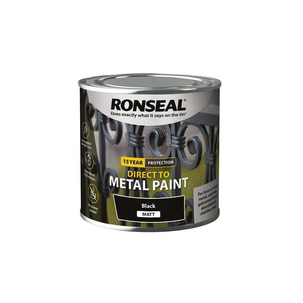 Ronseal Direct To Metal Paint Black Matt 250ml 39181