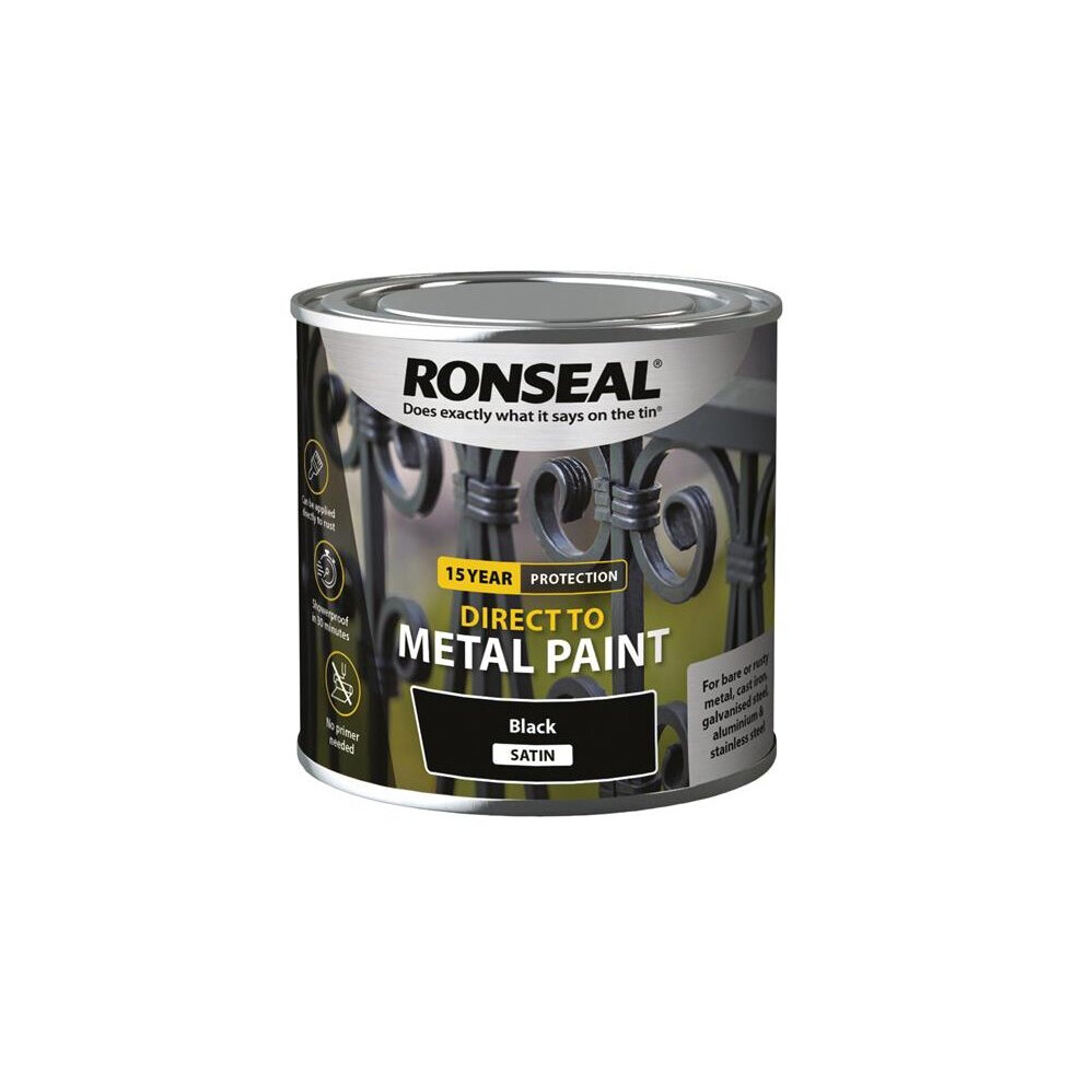 Ronseal Direct to Metal Paint Black Satin 250ml 39180
