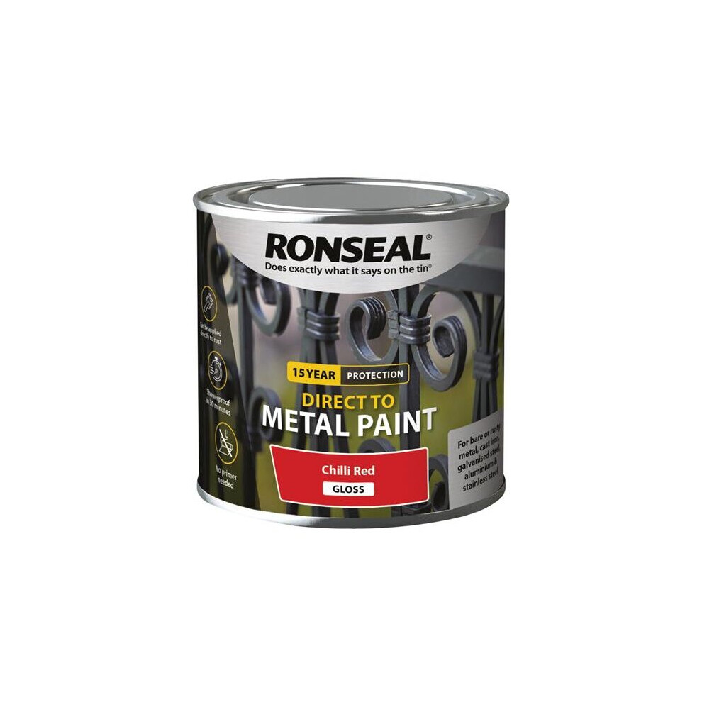 Ronseal Direct To Metal Paint Chilli Red Gloss 250ml 39193