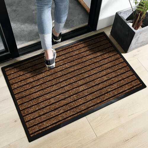 (45 x 75 cm, Brown) Heavy Duty Rubber Mat Hall Hallway Kitchen Runner UK