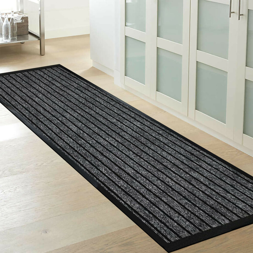 (80 x 300 cm, Grey) Heavy Duty Rubber Mats Non Slip Backed Runners Mat