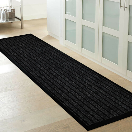 (80 x 300 cm, Black) Heavy Duty Rubber Mat Hall Hallway Kitchen Runner UK