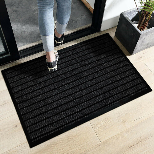 (40 x 60 cm, Black) Heavy Duty Rubber Mat Hall Hallway Kitchen Runner UK