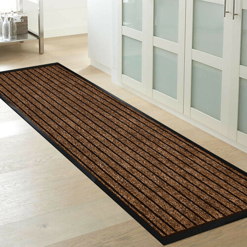 (80 x 150 cm, Brown) Heavy Duty Rubber Mat Hall Hallway Kitchen Runner UK